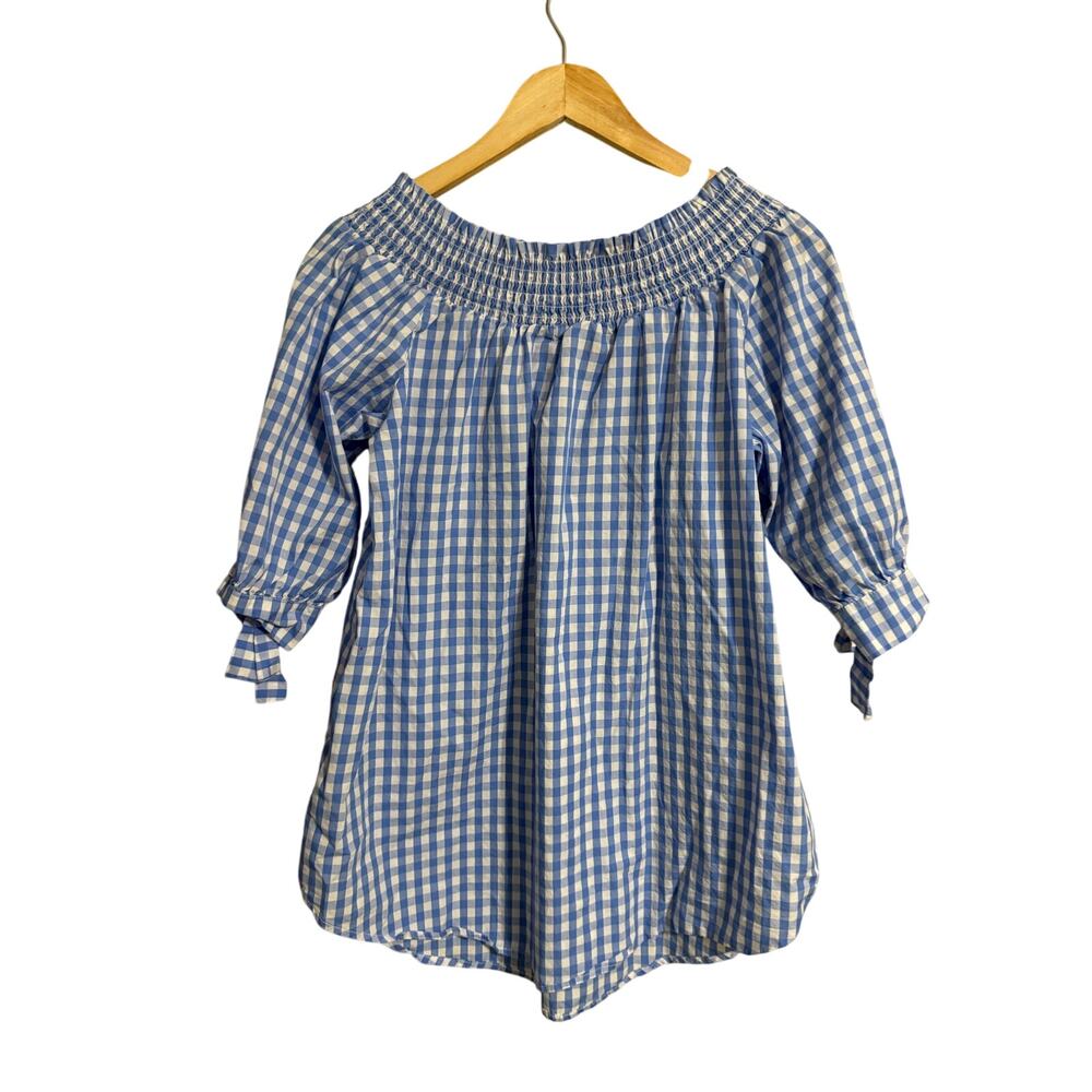 Signature Studio Blue and White Picnic Check Blouse Size XL